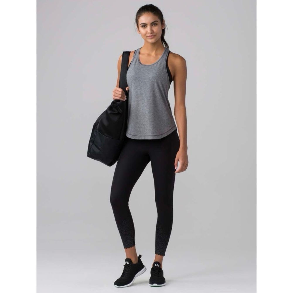 Lululemon Long Distance Tank Heathered Black / Black 8 - Picture 2 of 6